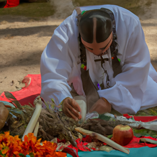 3. מרפא ילידים מבצע טקס ריפוי מקסיקני מסורתי