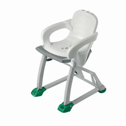 1. תמונה של כיסא מקלחת המציג תכונות בטיחות שונות כמו רגליים מונעות החלקה וזרועות חזקות.