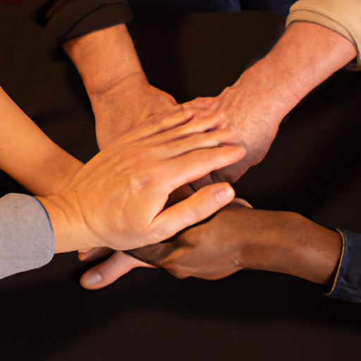 3. תמונה של קבוצה מגוונת של אנשים אוחזים ידיים, המייצגים רשתות תמיכה ואחדות.